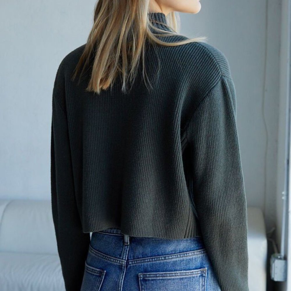 NEW Green Ribbed Half Zip - Picture 3 of 10
